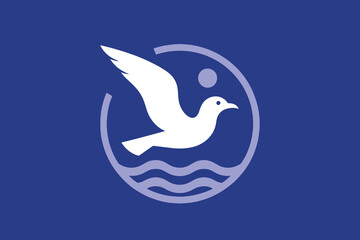Flying seagull. Simple modern logo, icon. Vector illustration