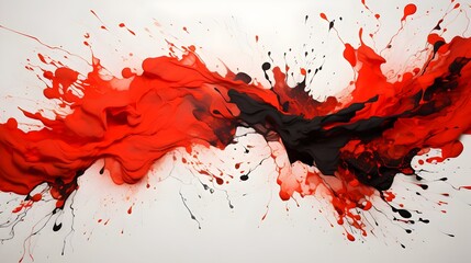 Red, Black, and White Paint Splash on a White Wall Background,
Abstract Design with Dynamic Colors, Hand Edited Generative AI