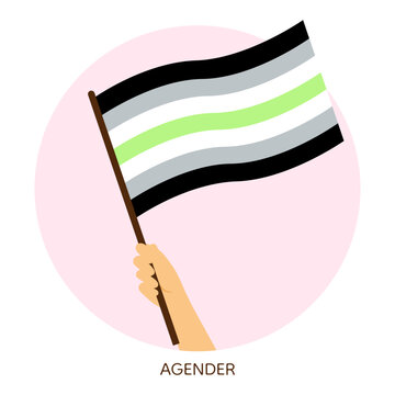 Hand holding agender pride flag