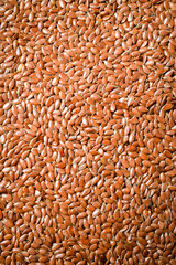 Flax seeds, close-up. Macro. Top view.