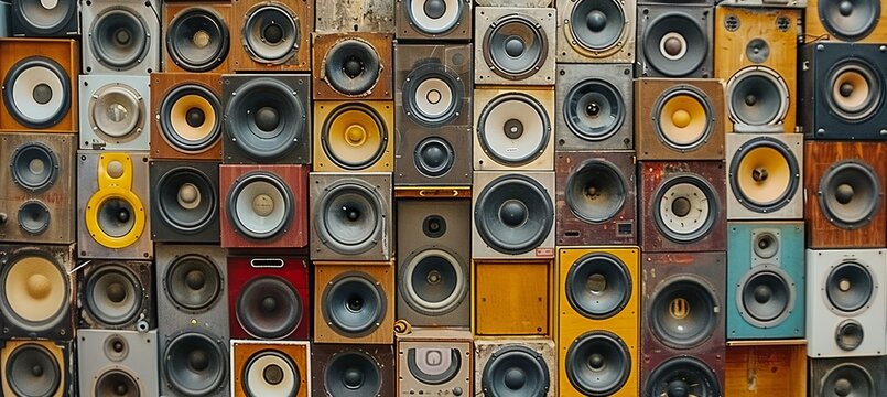 Dynamic intensity speakers for powerful, loud sound concept, ideal for impactful audio experiences