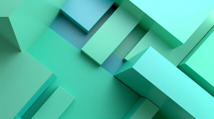 bold geometric shapes of mint green and teal, ideal for an elegant abstract background
