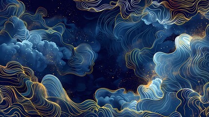 Chinese blue and white porcelain elements illustration poster background