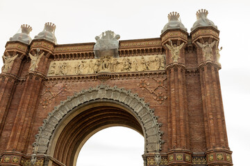 Triumphal Arch in Barcelona, Spain. Concept of travel, tourism and vacation in city