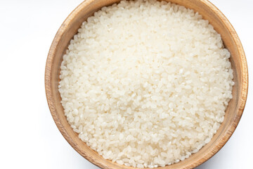 bowl of rice on white