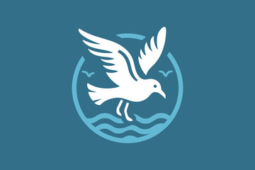 Flying seagull. Simple modern logo, icon. Vector illustration