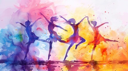 Vibrant Watercolor Dance Background Generative AI