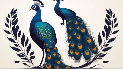 Obraz premium Indian Peafowl minimalist logo