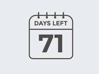 71 days to go countdown template. 71 day Countdown left days banner design. 71  Days left countdown timer
