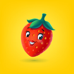 strawberry cartoon cheerful fruit character - 802050322