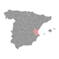 Map of the Province of Valencia, administrative division of Spain. Vector illustration.