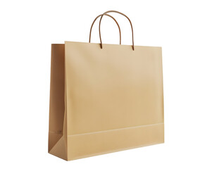 Eco friendly recyclable side view blank shopping paper bag on transparent background