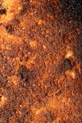 Very Burnt Bread Roll Toast Close Up Texture Close Up