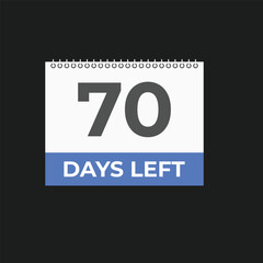 70 days to go countdown template. 70 day Countdown left days banner design. 70  Days left countdown timer