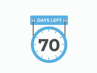 70 days to go countdown template. 70 day Countdown left days banner design. 70  Days left countdown timer