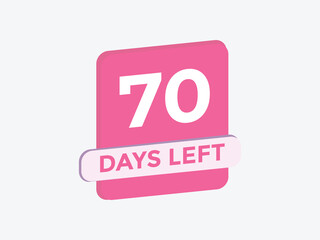 70 days to go countdown template. 70 day Countdown left days banner design. 70  Days left countdown timer