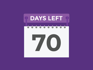 70 days to go countdown template. 70 day Countdown left days banner design. 70  Days left countdown timer