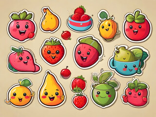 fruit and vegetable fruit, cartoon, food, apple, vector, Ai generated