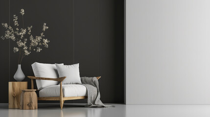 Sophisticated modern interiors with natural wood elements and chic decor.