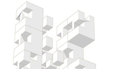 abstract modular architecture 3d rendering
