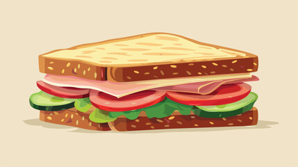 Ham and vegetable sandwich icon Vectot style vector