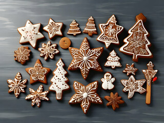 christmas gingerbread cookies gingerbread, food, cookie, xmas, cookies,Ai generated  - obrazy, fototapety, plakaty