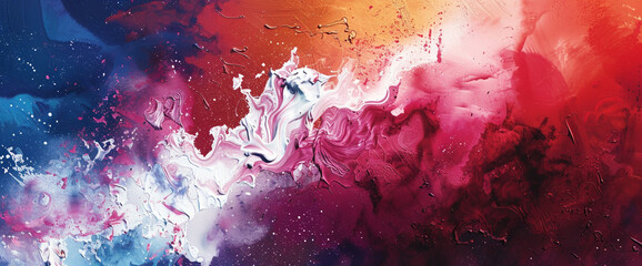 Splashes of crimson, indigo, and ochre merge and diverge, creating a vivid dreamscape of abstract imagination.