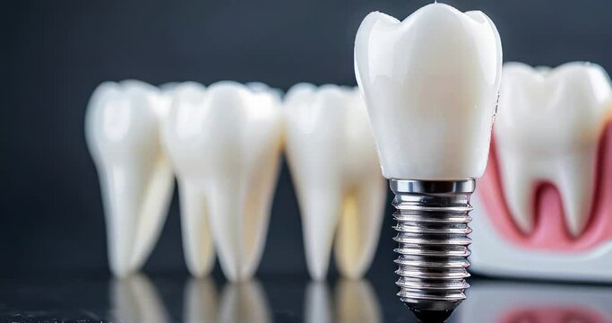 modern denture on jaw mockup close up. dental prosthetics