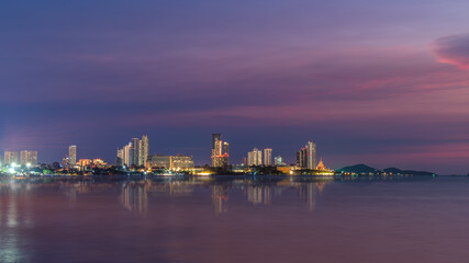 View of Pattaya city. Pattaya is a city next to the sea and famous places in Thailand that foreigners come to visit and travel for vacations. - obrazy, fototapety, plakaty