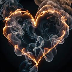 heart shaped smoke on black