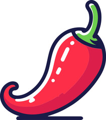 A red chili pepper with a green stem.