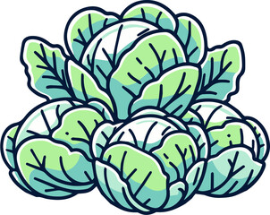 Obraz premium A cartoon image of a cluster of cabbages.