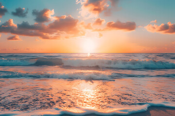 Fototapeta premium Capture the beauty of a serene beach sunset 