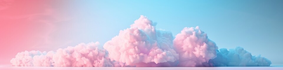A tranquil cluster of clouds basked in soft, pastel hues during twilight, banner, wallpaper, copy space