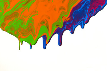 abstract painting several colors of paint mixed in the painting, a riot of colors, bright spots dripping down