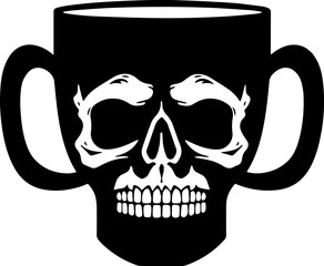A coffee mug with a skull-shaped design