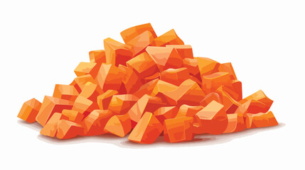 Heap of chopped carrots isolated on white backgroun