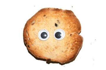 Funny Toast Bread Roll With Googly Wobble Eyes