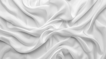 Fototapeta premium Elegant white satin fabric with gentle waves and folds, creating a smooth, modern background. Ideal for use as wallpaper or a backdrop for text and designs