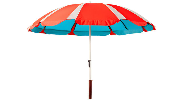 Beach umbrella, 3D style, isolated on blank background.
