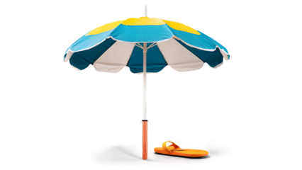 Beach umbrella, 3D style, isolated on blank background.
