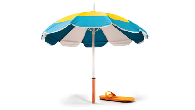 Beach umbrella, 3D style, isolated on blank background.
