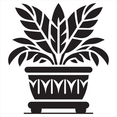 Different houseplants are in flower pots on white background. PLANT ICON: Solid Style. Vector Icon Design Element for Web Page, Mobile App, UI, and UX Design.