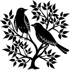 Bird Couple Silhouette Vector Illustration