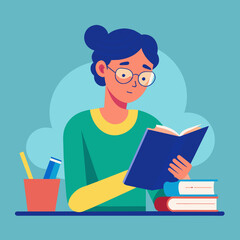 Person Studying vector illustration