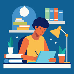 Person Studying vector illustration