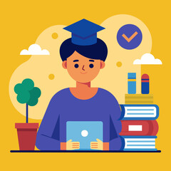 Person Studying vector illustration