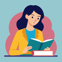 Young woman studying vector illustration