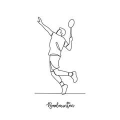One continuous line drawing of Badminton sports vector illustration. Badminton sports design in simple linear continuous style vector concept. Sports themes design for your asset design illustration.