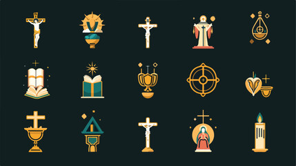 Icon set design religion communion christianity go